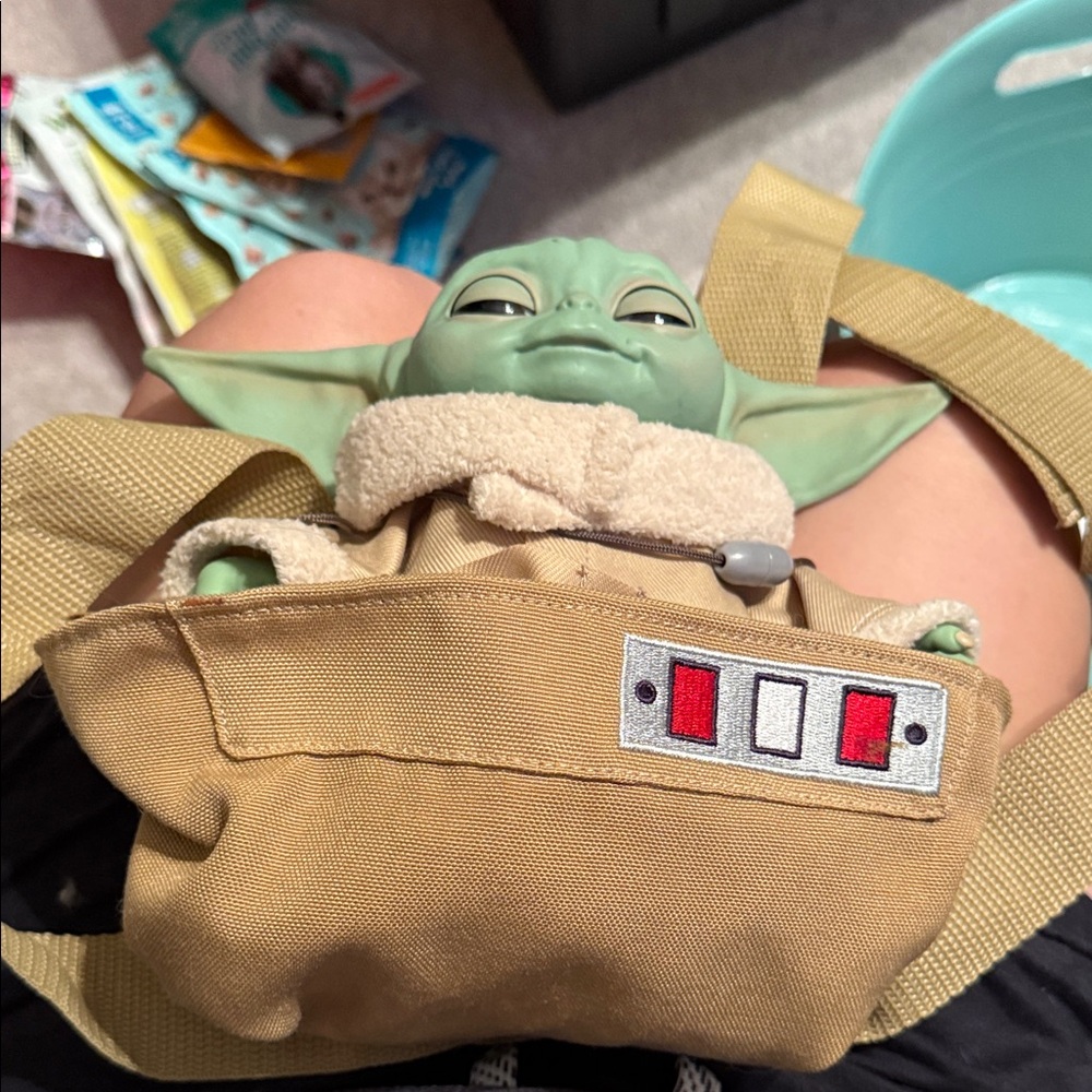 Star Wars interactive Grogu with carry bag.